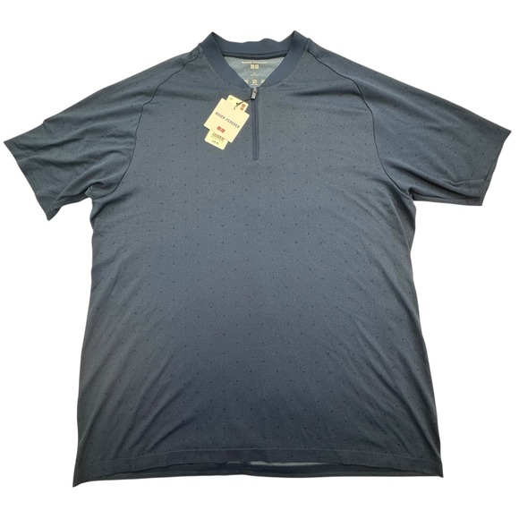 Uniqlo Roger Federer Polo Shirt Mens Large Navy DRY-EX Athletic